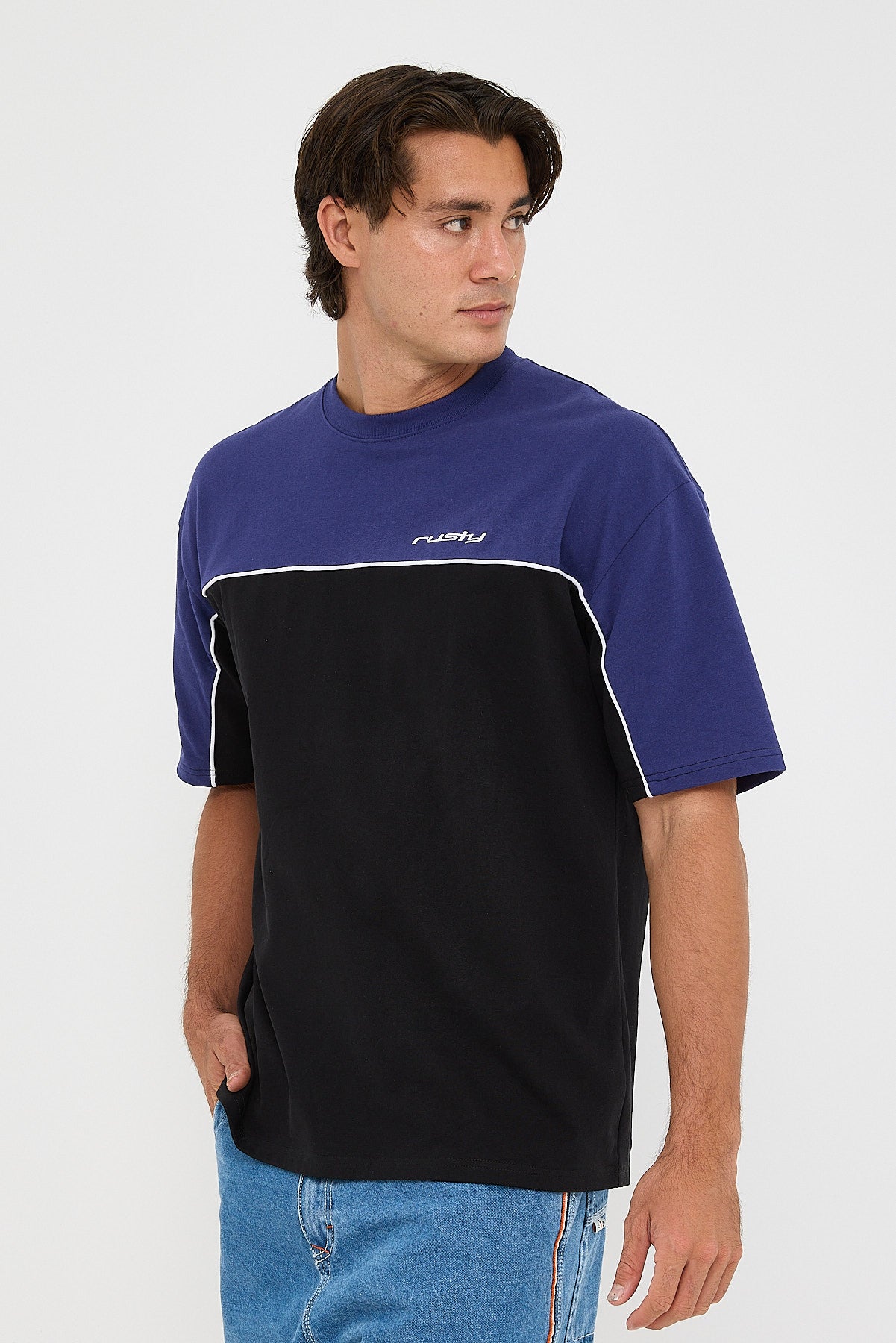 Rusty Oblivion 2.0 Heavy Short Sleeve Tee Black/Atlantic Blue