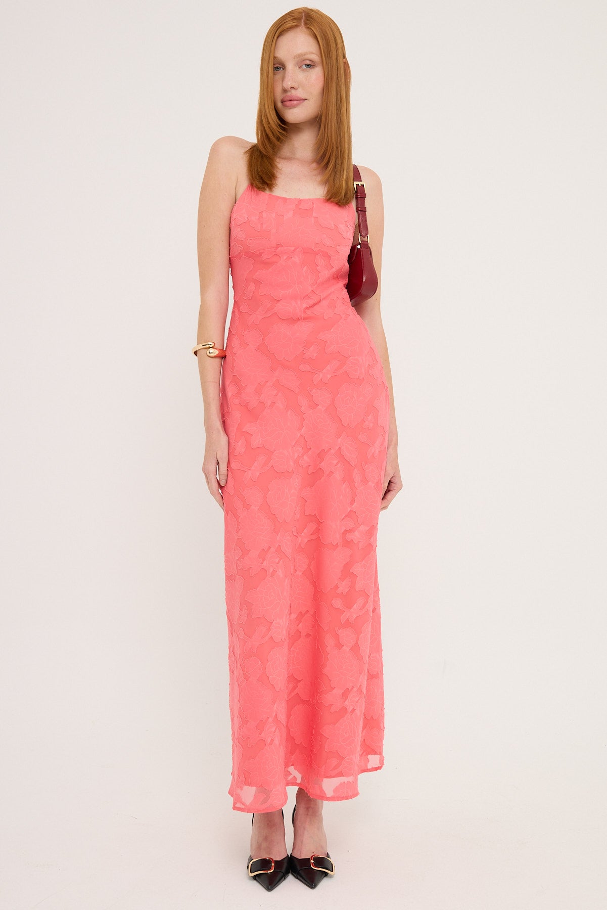 Perfect Stranger Evon Lace Up Back Maxi Dress Watermelon