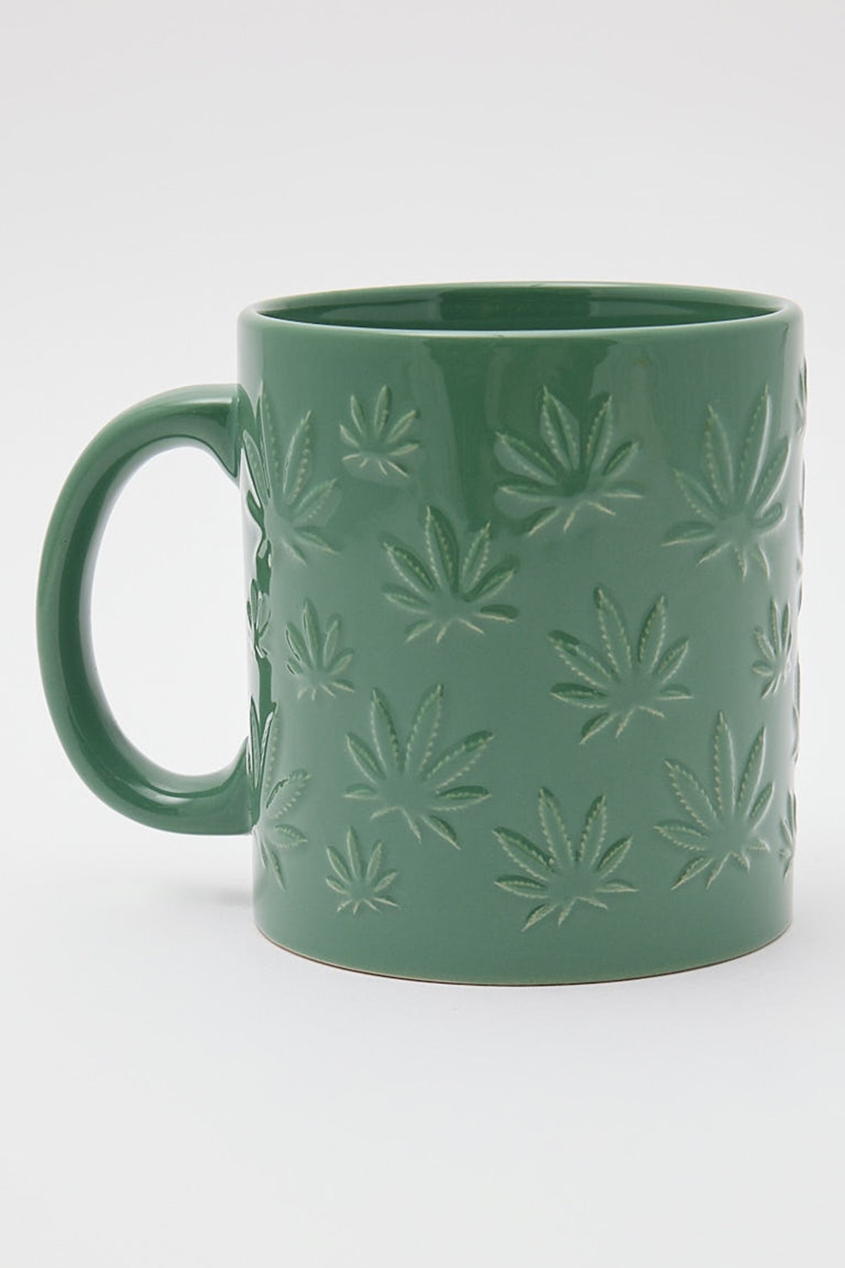 William Valentine Embossed Leaf Pattern Ceramic Mug Green