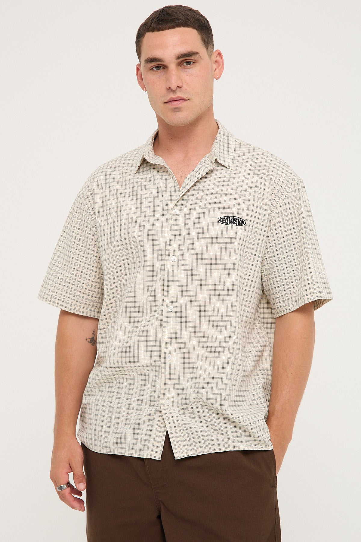 Neovision On Lock Oversize Short Sleeve Shirt White/Black Check