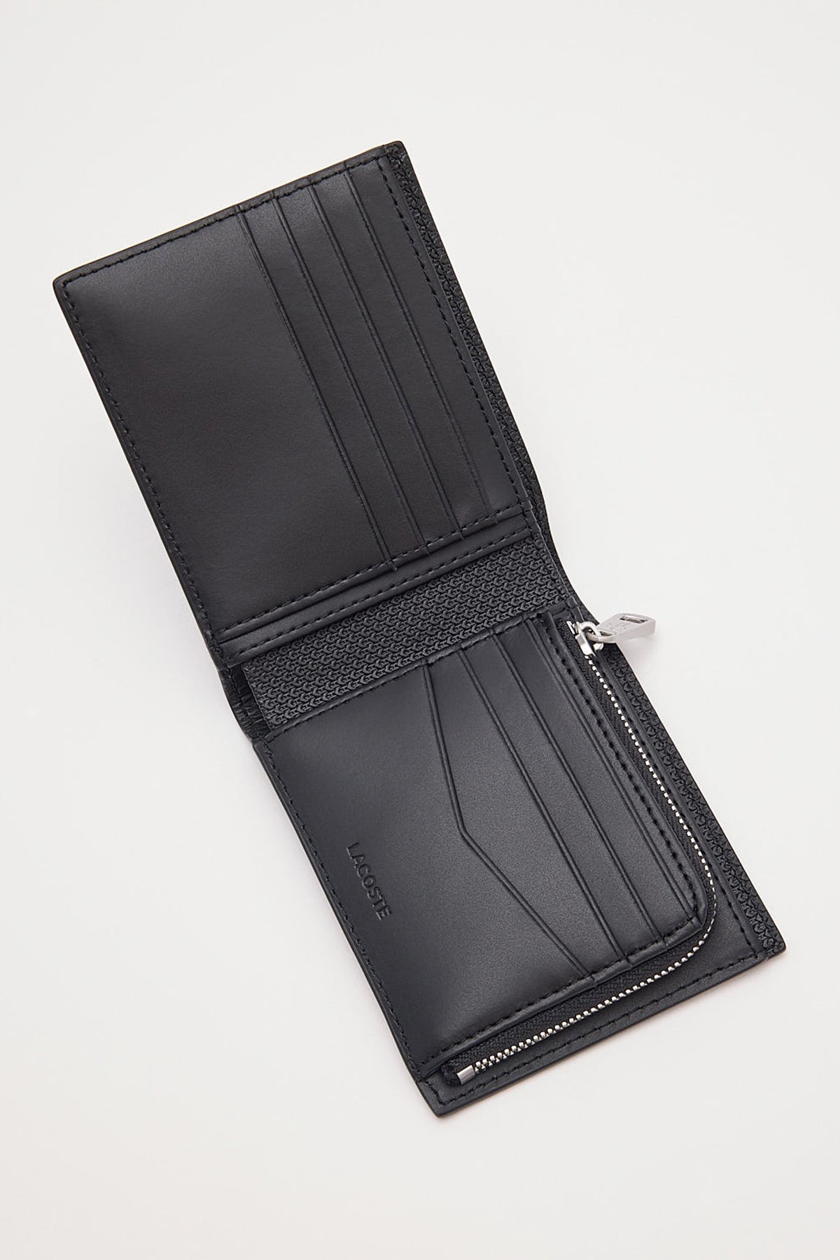 Lacoste Men's Chantaco Piqu Leather 8 Card Wallet Noir