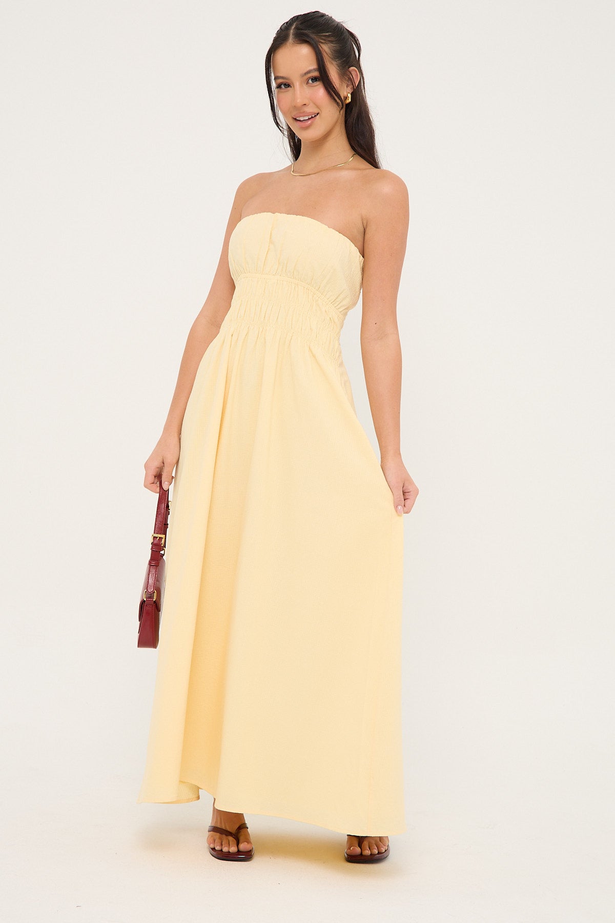 Luck & Trouble Saffron Strapless Maxi Dress Yellow