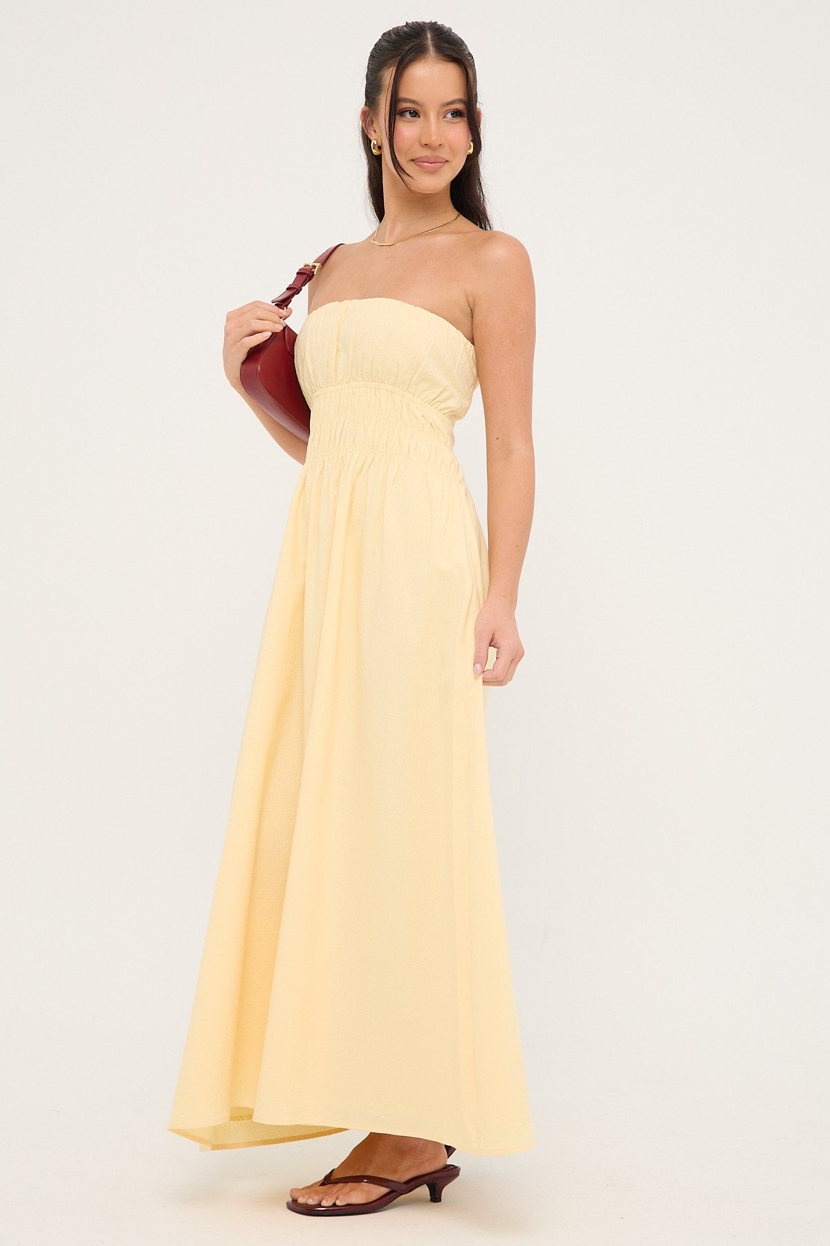 Luck & Trouble Saffron Strapless Maxi Dress Yellow