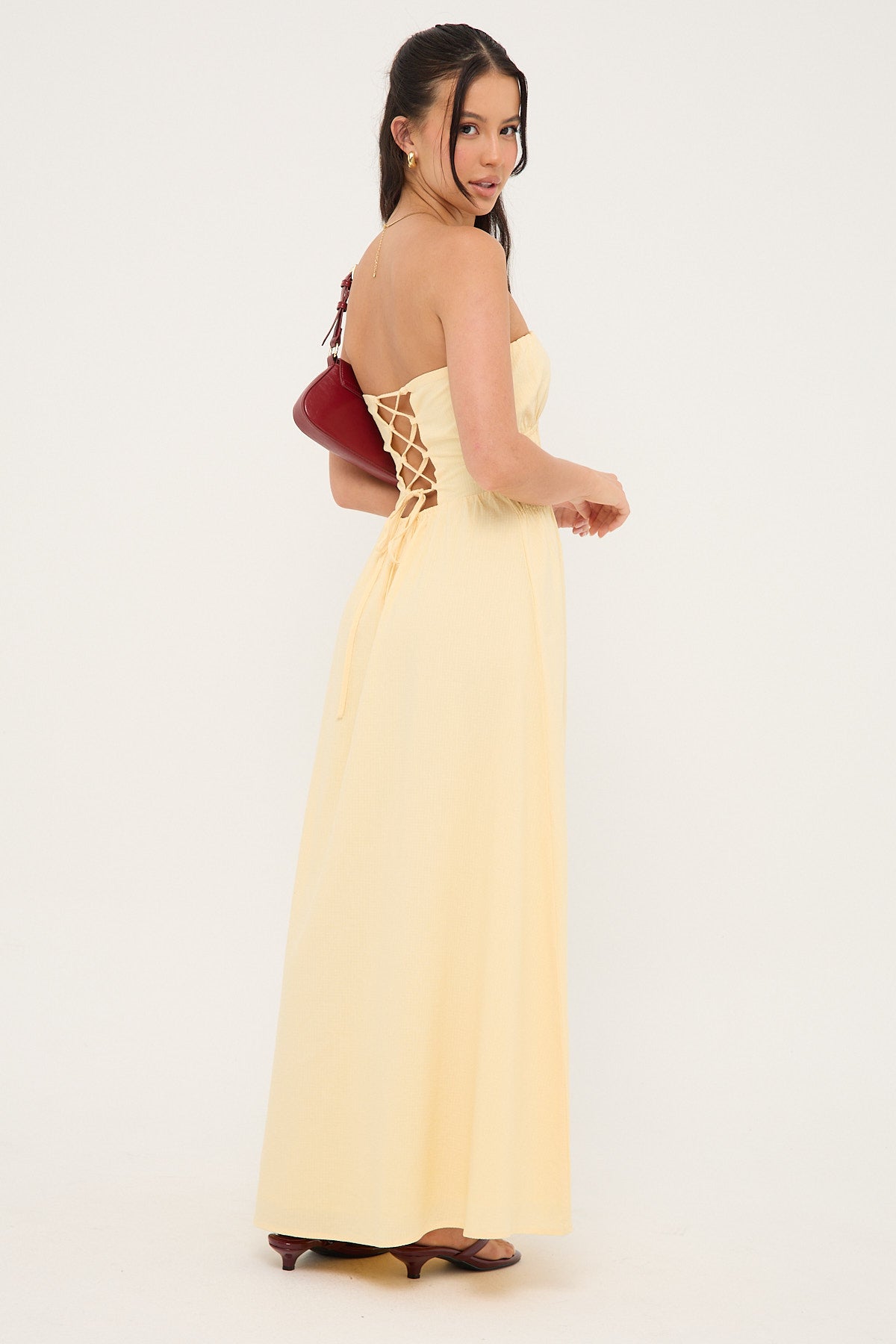 Luck & Trouble Saffron Strapless Maxi Dress Yellow