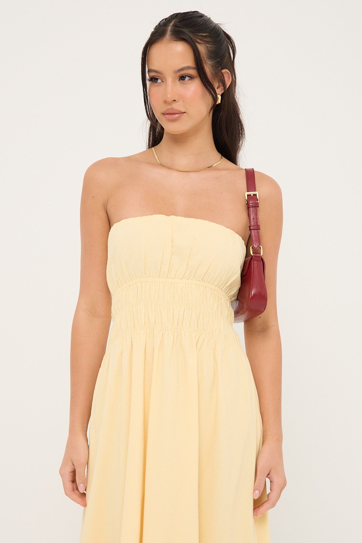 Luck & Trouble Saffron Strapless Maxi Dress Yellow