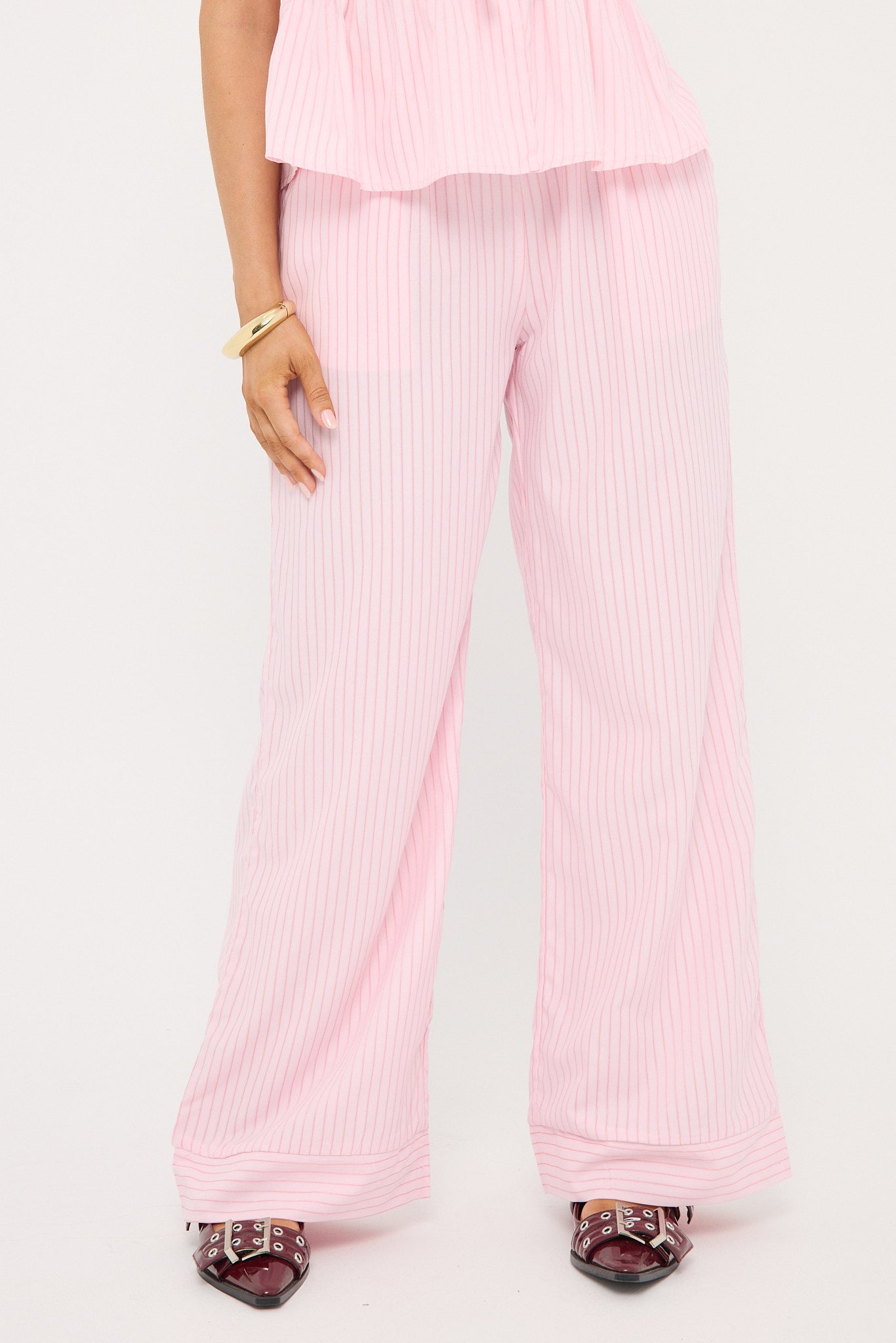 Perfect Stranger Amos Stripe Straight Leg Pant Pink Stripe