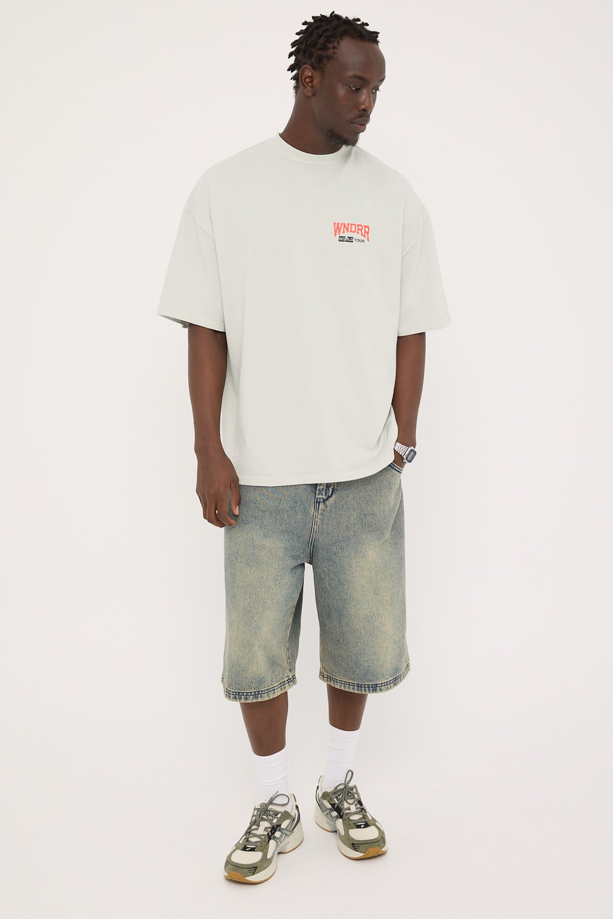 Wndrr World Tour Heavy Weight Tee Washed White