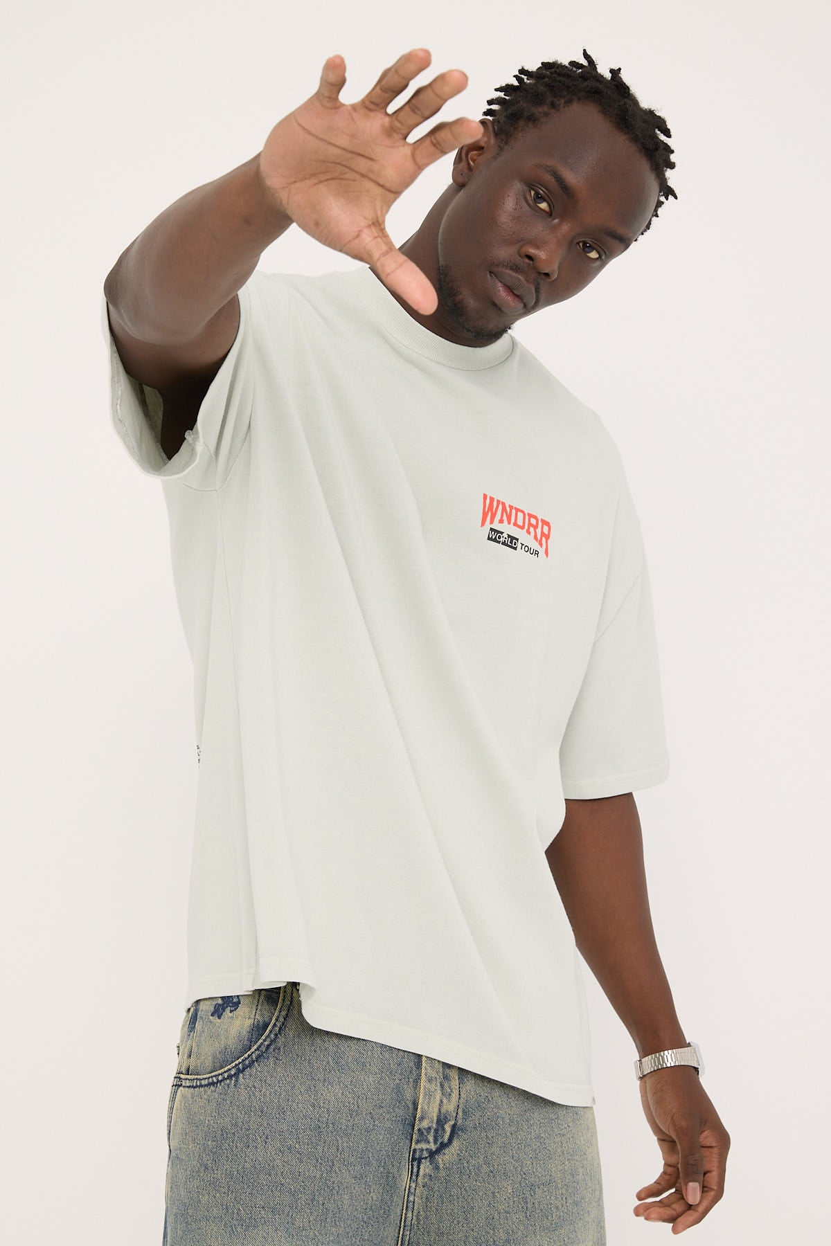 Wndrr World Tour Heavy Weight Tee Washed White