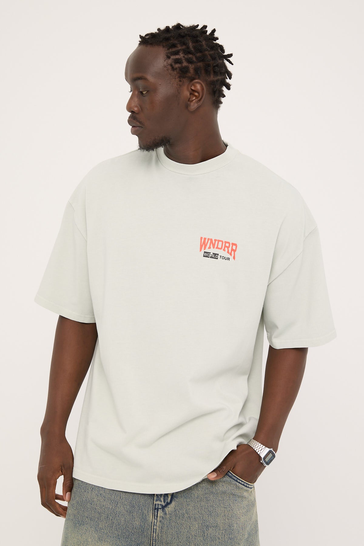 Wndrr World Tour Heavy Weight Tee Washed White