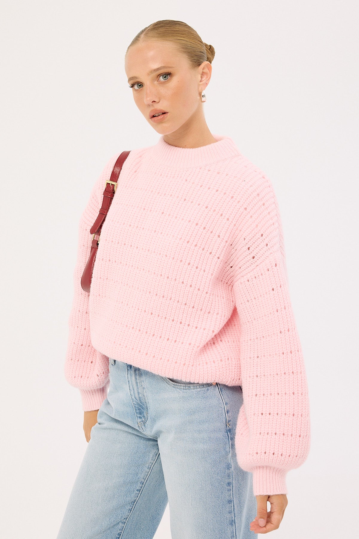 Luck & Trouble Ari Crew Knit Jumper Light Pink