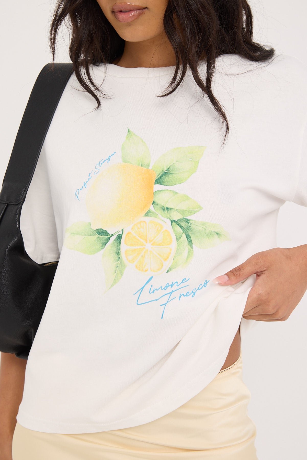 Perfect Stranger Limone Fresco Oversized Graphic Tee White