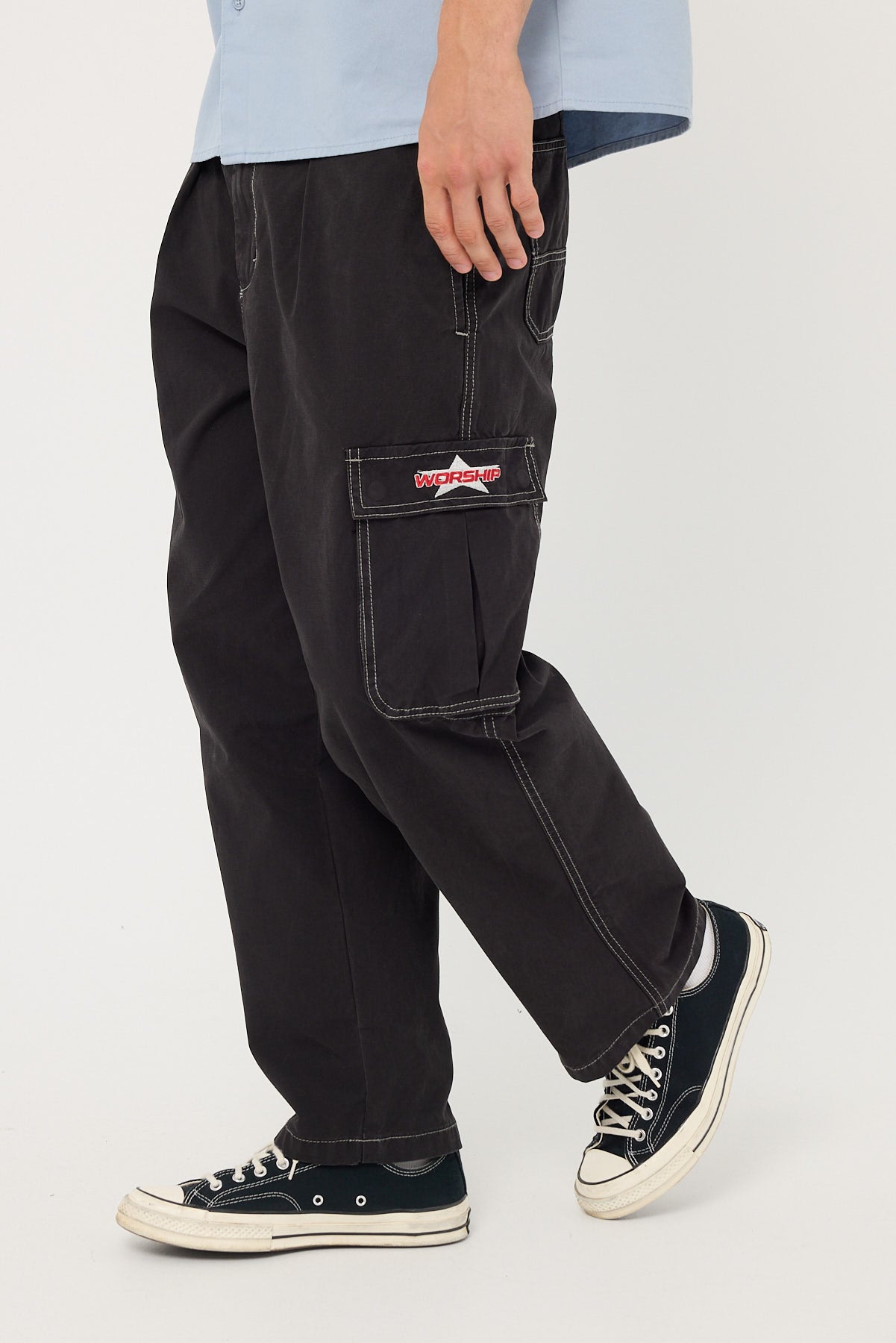 Worship Lonestar Elastic Cargo Pant Black Rinse