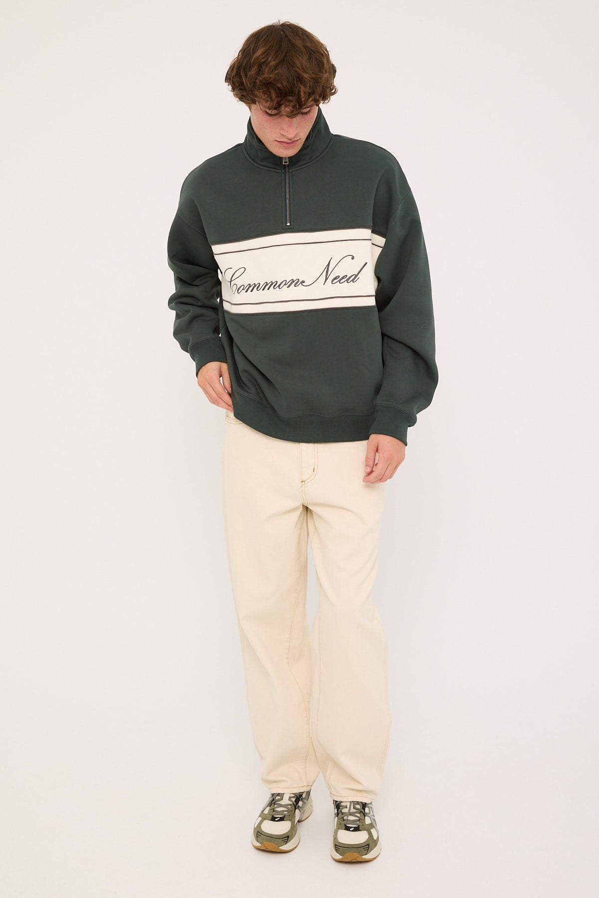 Common Need Creation Quarter Zip Sweater Dark Green