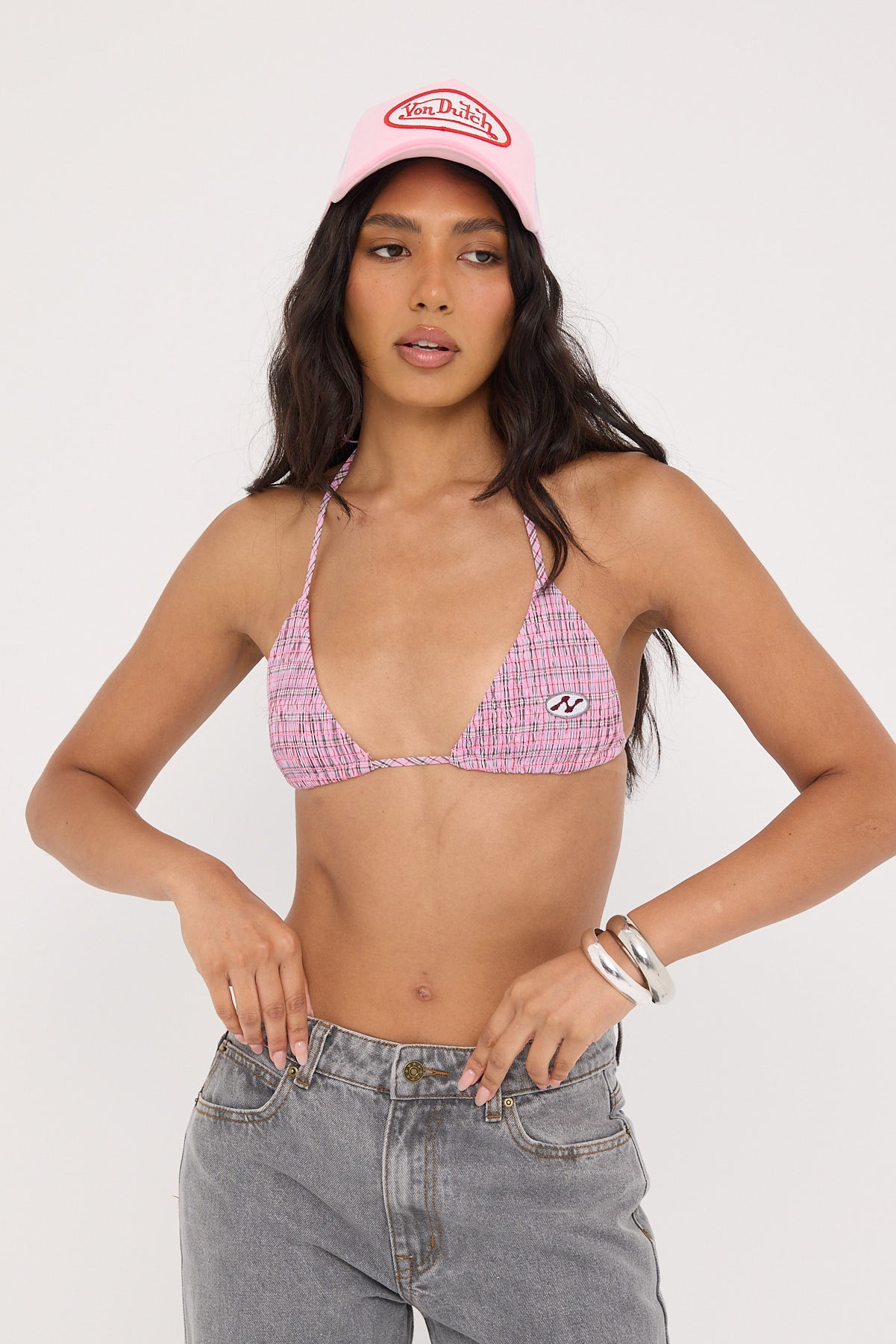 Neovision Lightning Smocked Bralette Pink Check