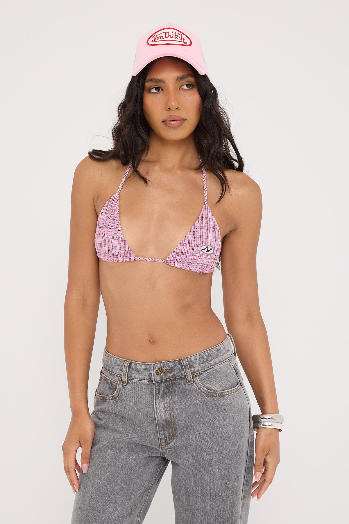 Neovision Lightning Smocked Bralette Pink Check