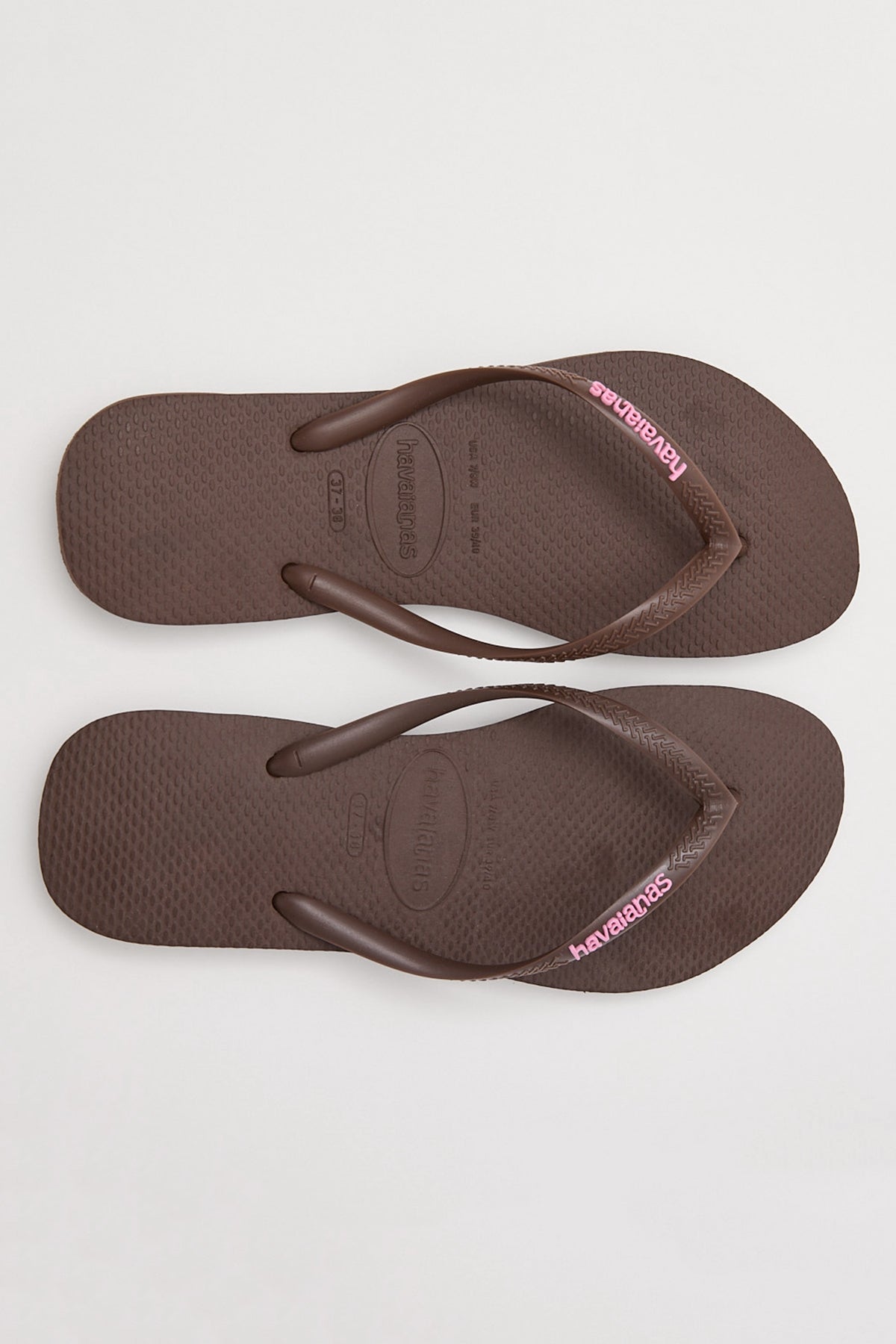 Havaianas Slim Rubber Logo Thong Brown/Pink