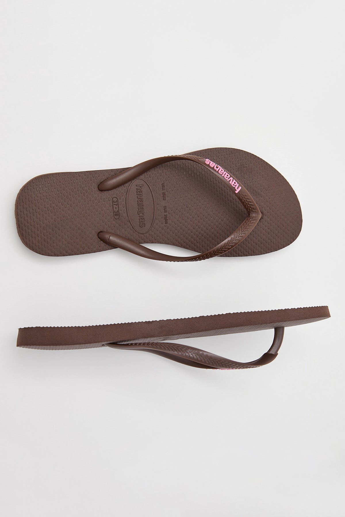 Havaianas Slim Rubber Logo Thong Brown/Pink